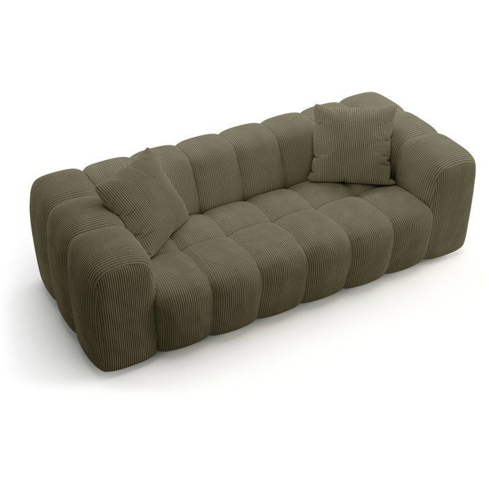 Canapé fixe - 3 places - SFERA - Tissu Vert - 240 x 100 x 80 cm