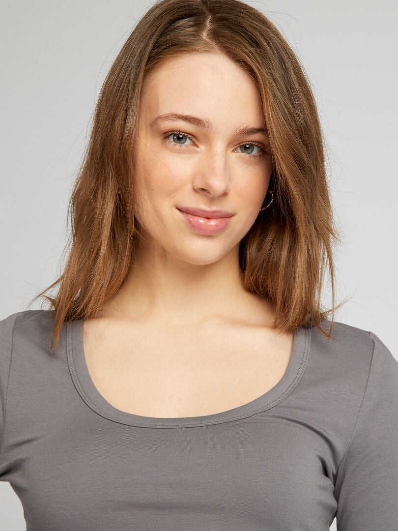 Crop top met lange mouwen - GRIJS
