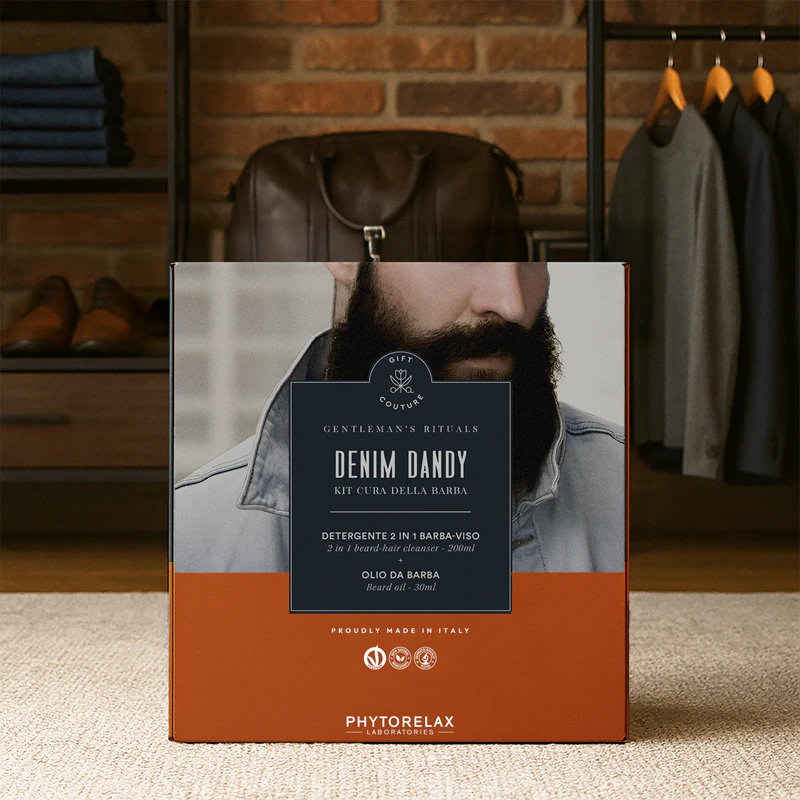 Kit de presente para barba Denim Dandy da Phytorelax Laboratories para cuidados masculinos