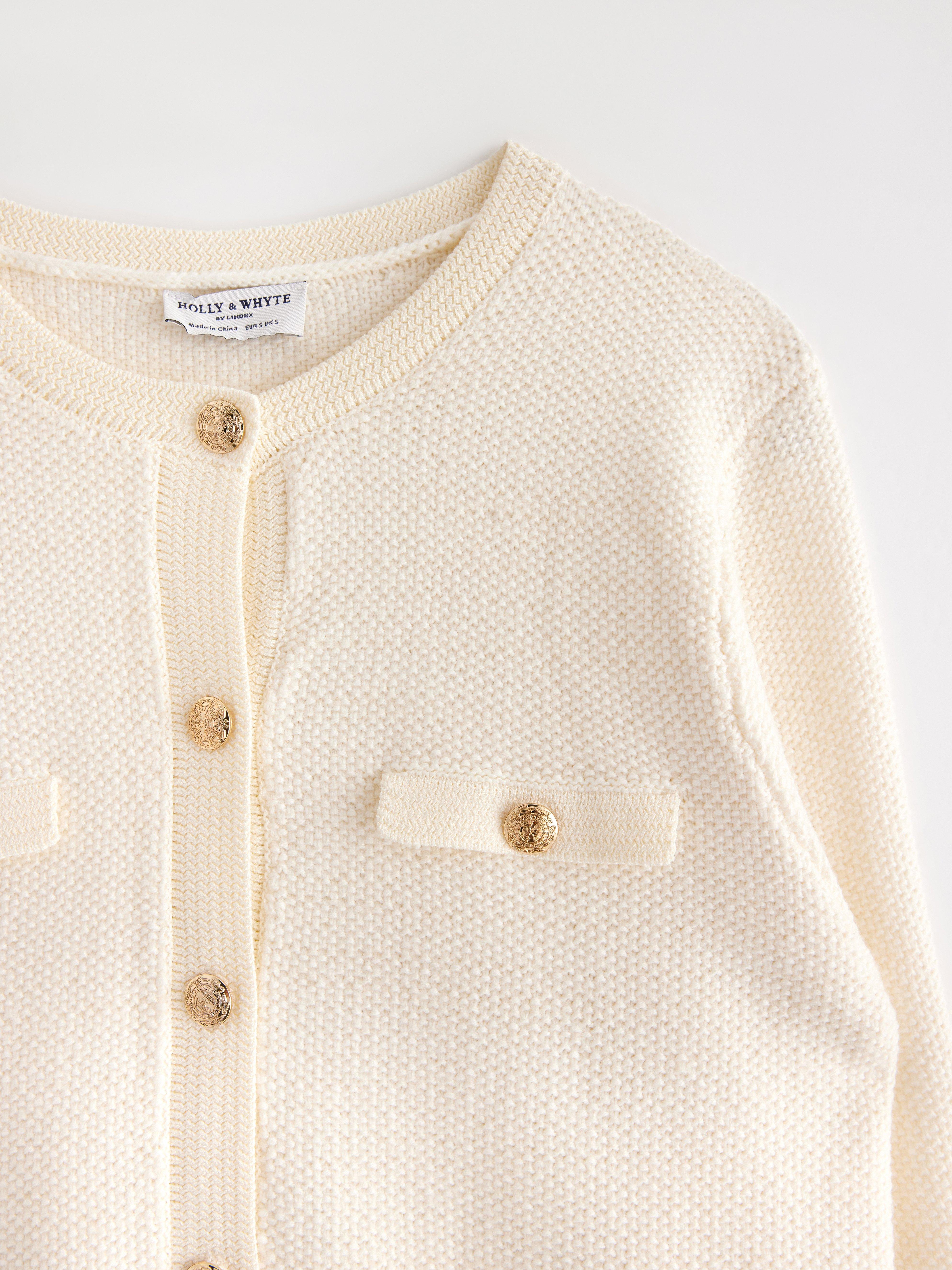 Stickad cardigan Light Dusty White