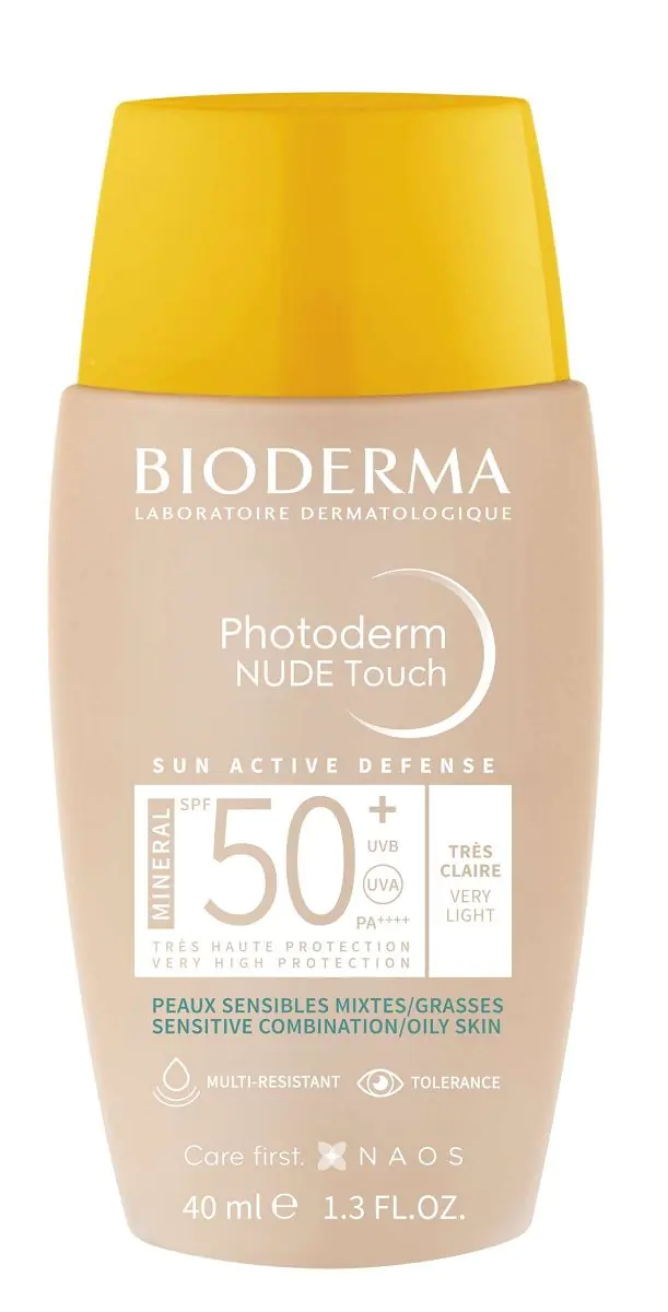 Bioderma Photoderm Nude Touch Mineral Ochronny podkład mineralny SPF 50+, Bardzo Jasny