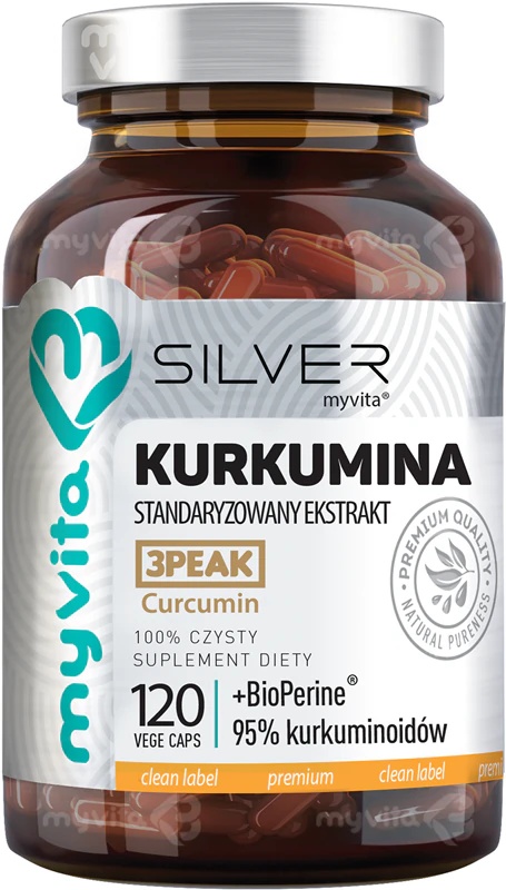 MyVita sudraba kurkumīna standartizētā ekstrakta uztura bagātinātāja kapsulas muskuļiem, locītavām un saitēm