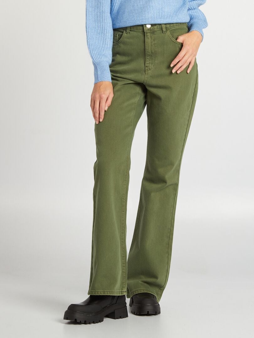Pantalones acampanados - 5 bolsillos - VERDE