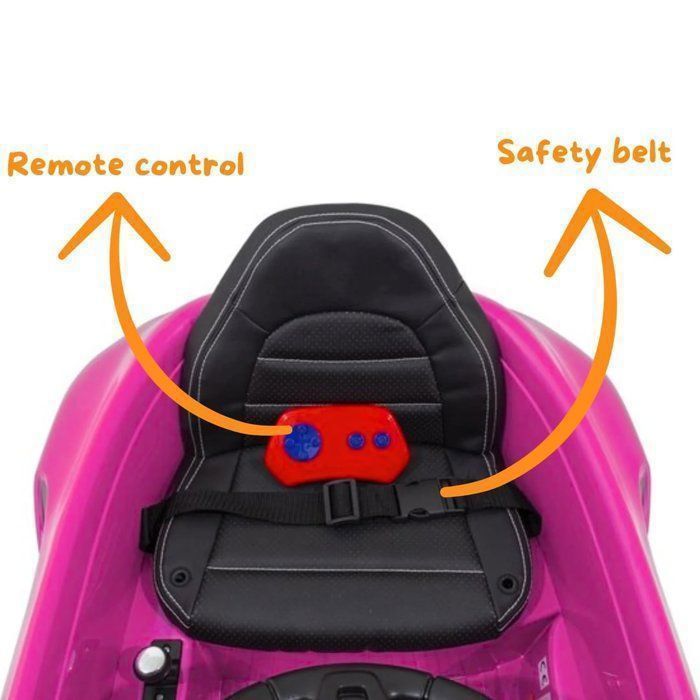 Auto elettrica stile Porsche 12V - Rosa - Età 1-5 anni - Telecomando parentale - Suoni realistici - 30 kg