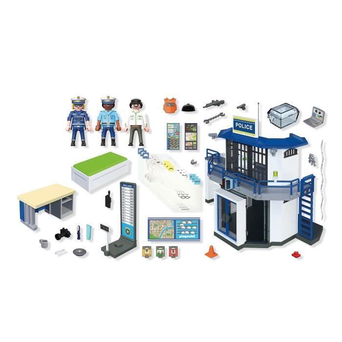 Playmobil 71874 Comisaría de policía con sala de registro, agentes de policía, acción urbana, 129 piezas, a partir de 4 años
