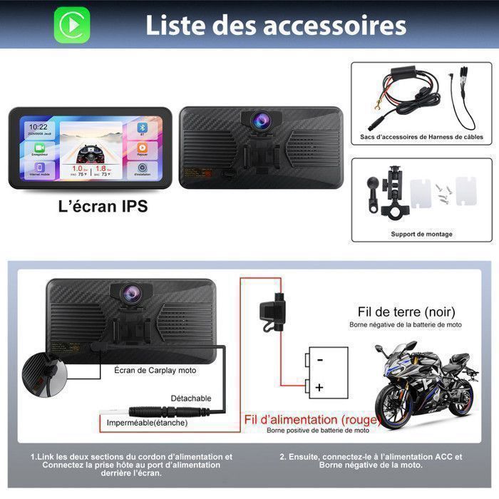 AWESAFE Moto CarPlay Android Auto con GPS Pantalla de 6.25
