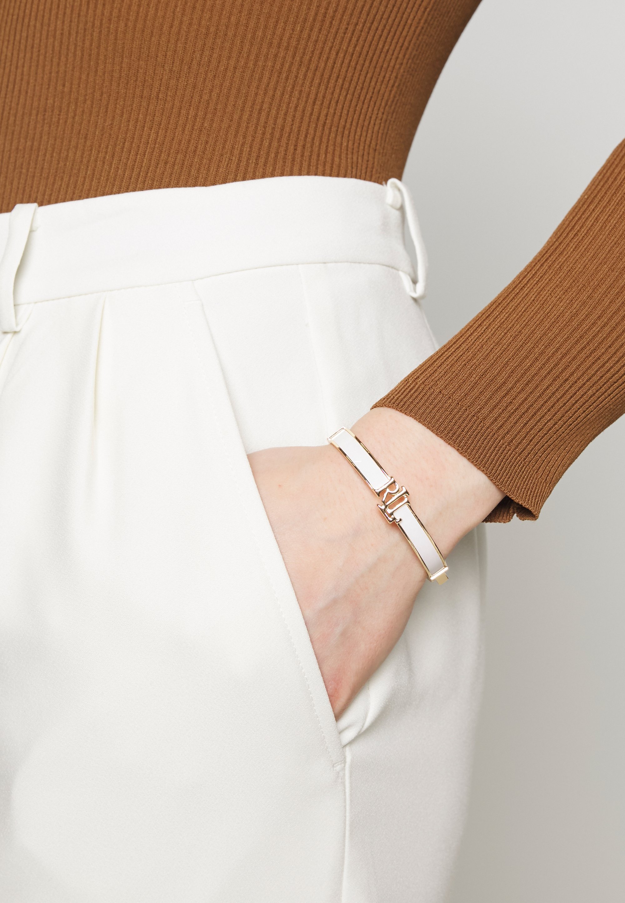 Lauren Ralph Lauren HINGE BANGLE - Narukvica - zlatna/bijela