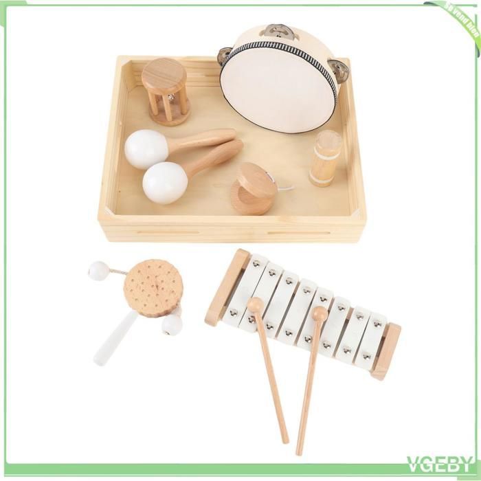 Fafeicy Set di percussioni musicali in legno, strumento musicale per bambini, set di gioco puzzle