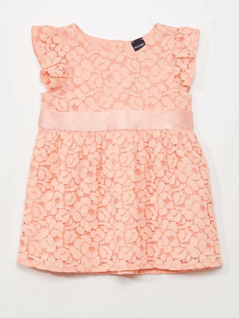 Kanten jurk met riem - ROZE