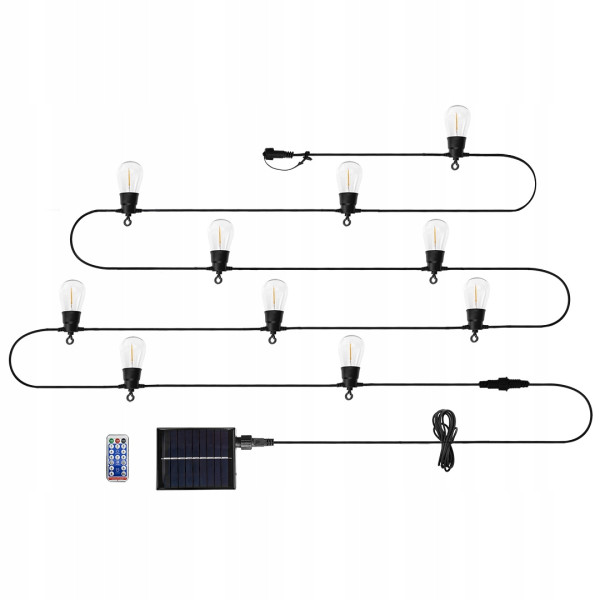 Girlanda solarna świetlna ogrodowa lampki LED solarne na balkon taras 6,5m