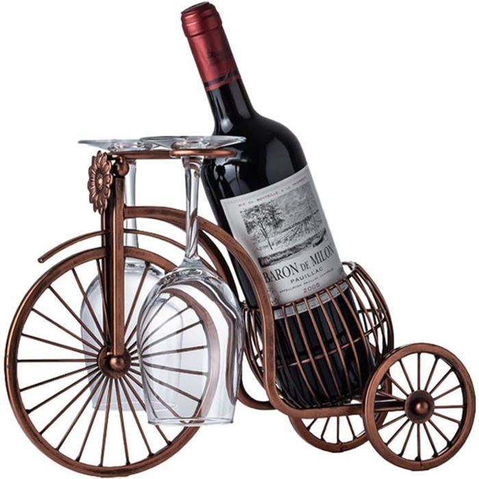 Botellero - Botellero vintage con forma de bicicleta - También se puede usar como soporte para copas de vino - Armario para vinos -