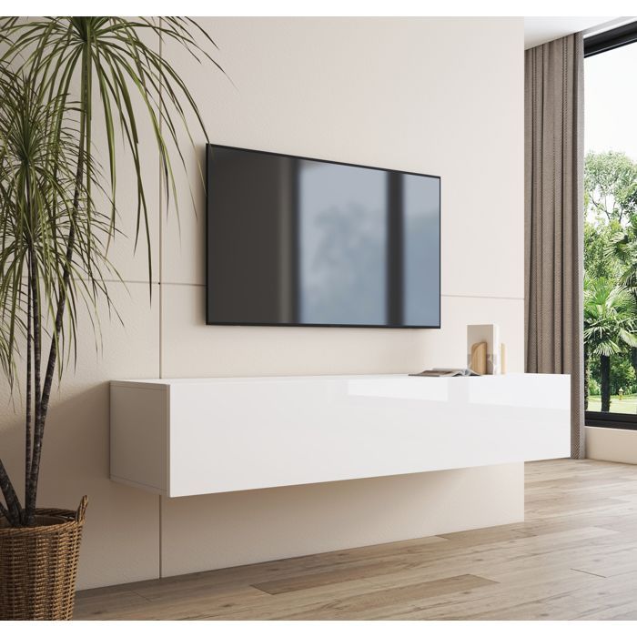 Mueble para TV - NORA - Forli XL - Blanco - Puerta abatible - Diseño contemporáneo
