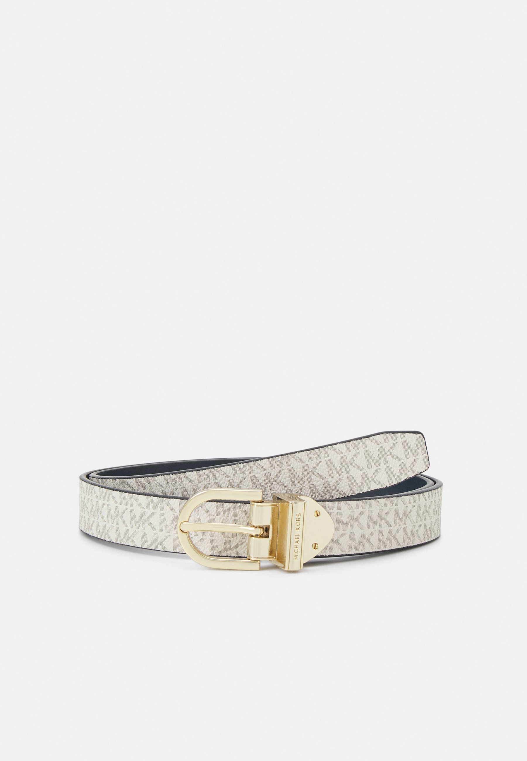 MICHAEL Michael Kors OMKEERBARE GLADDE STREEP MET LOGO - Zakelijke riem - donkerblauw/goudkleurig