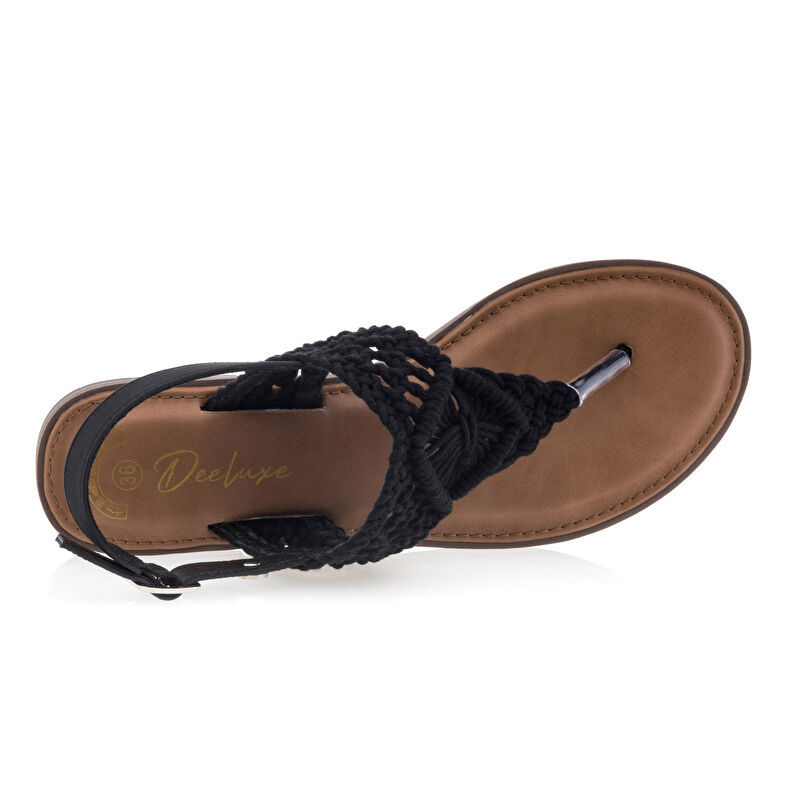 Női fekete flip-flop papucsok / tanga szandálok