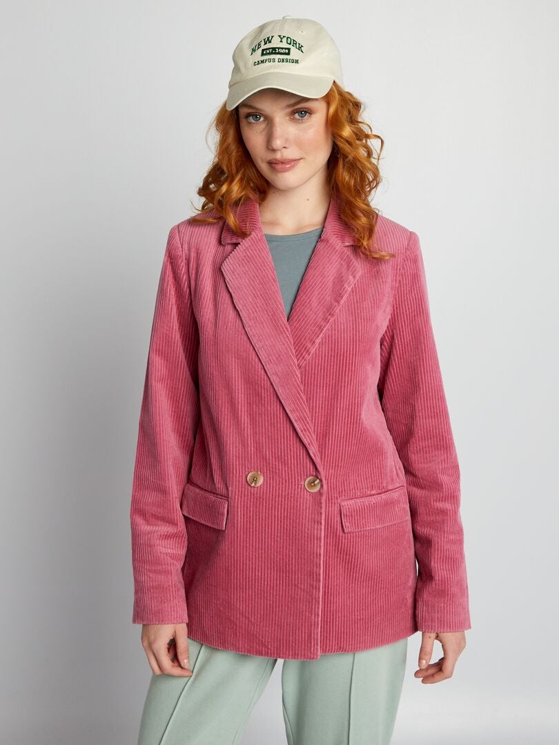 Blazer cruzado de terciopelo - ROSA