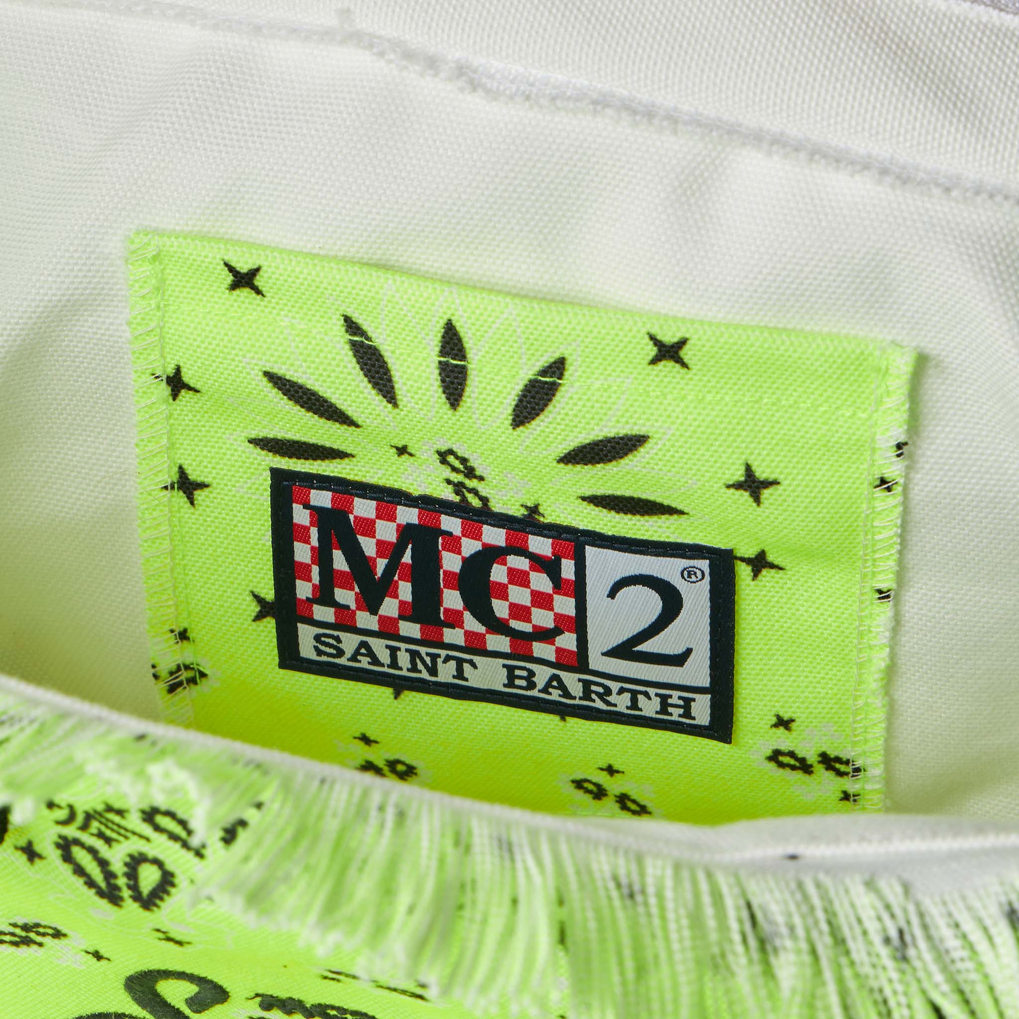 Bolsa de ombro Vanity amarelo neon com estampa de bandana