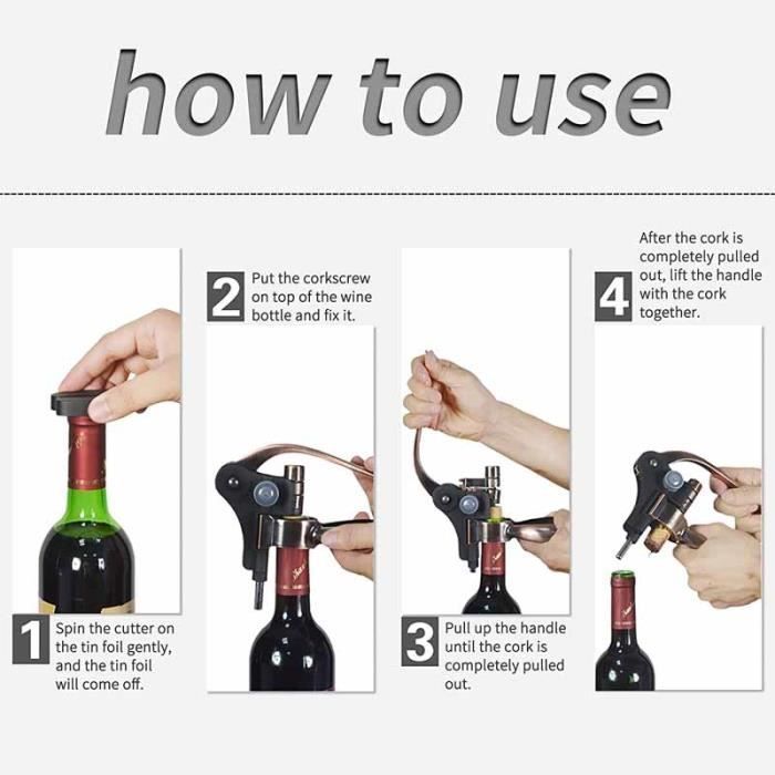 Sacacorchos, juego de regalo de 9 piezas de accesorios para vino con caja de regalo, abridor de botellas de vino, vertedor de vino, tapón.