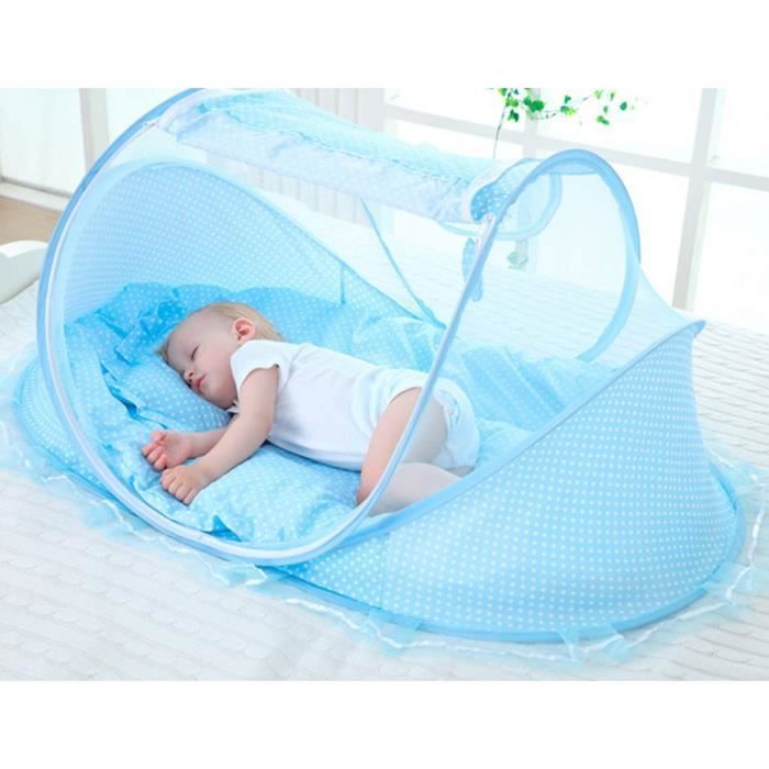 Cuna de viaje plegable - Cama para bebé - ZGEER - Ligera - Mosquitera - Azul