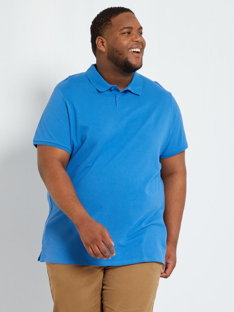 Piqué gebreide poloshirt - saffierblauw