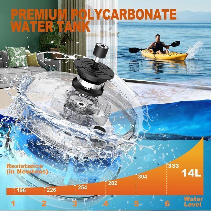 Indoor roeimachine - METTLEMATIC - Opvouwbaar - Waterbestendig - Bluetooth-verbinding - Tablethouder - 160 kg