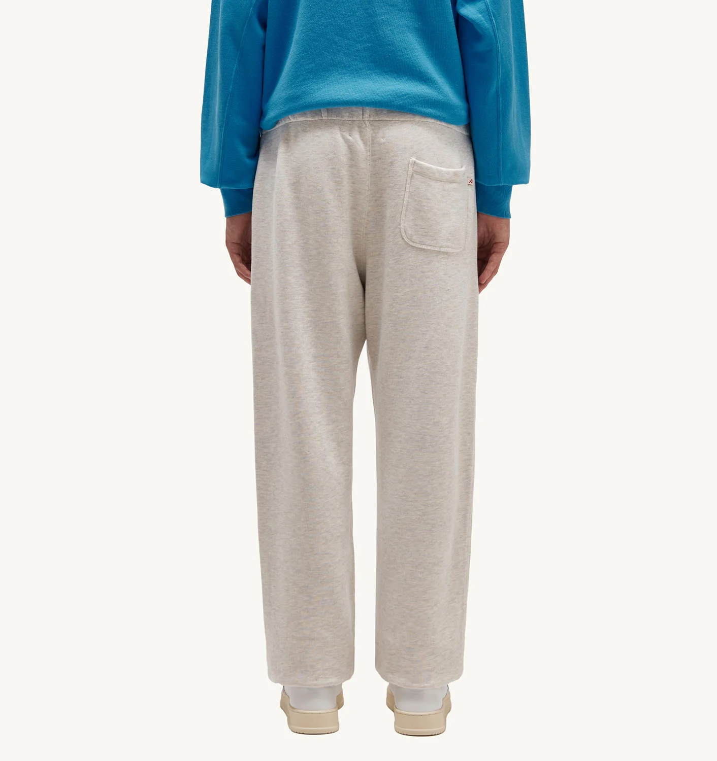 Pantaloni jogging relaxați din jerseu de bumbac gri melanj