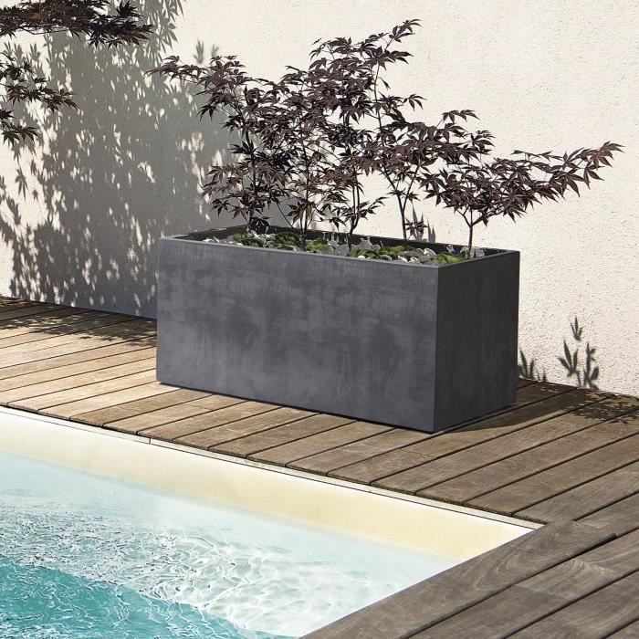 DEROMA Jardinière Muret Millennium R - 78,5x39 x H39,1 cm - Anthracite - A réserve d'eau