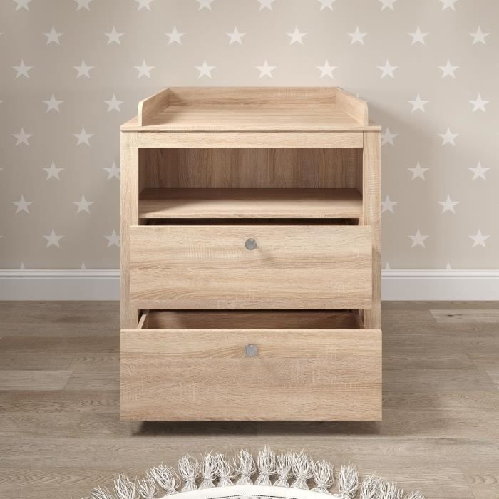 Chambre bébé Trio : Lit 70 x 140 cm + Commode à langer + Armoire OLIVIA - Chêne - TREND TEAM