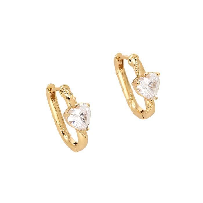 Orecchini - Donna/Bambina - Orecchini a cerchio - Ovali - Cuore - Cristallo - Bianco - Placcati in oro giallo 18 carati - Gioielli di design