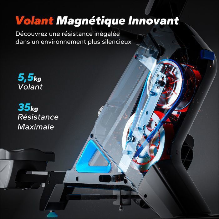 MERACH Magnet-Rudergerät, 16 manuelle Widerstandsstufen, LCD-Bildschirm, iPad-Halterung, max. Belastung 150 kg, Kinomap-kompatibel