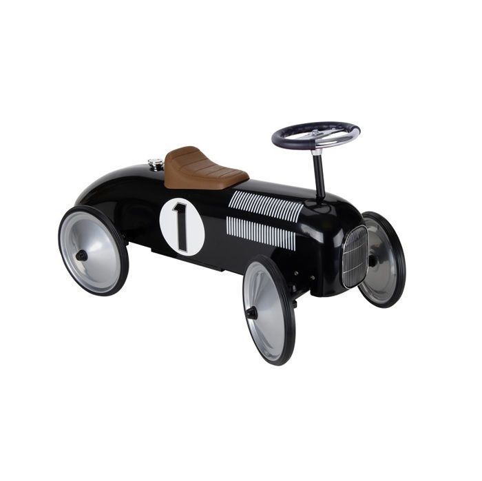 GOKI Loopauto met nummer 1, zwart - Vanaf 12 maanden - Baby