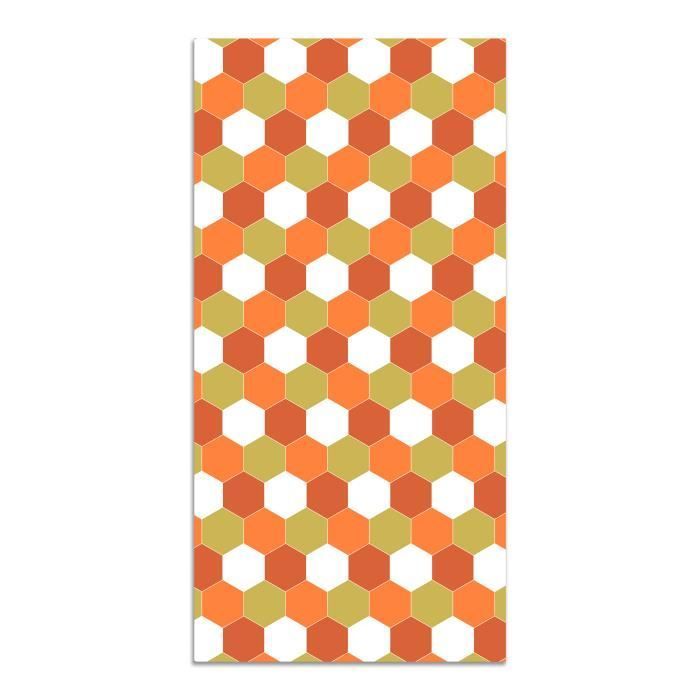 Alfombra de vinilo - Panorama - Mosaico hexagonal - Naranja - 40x80 cm - Resistente a la intemperie