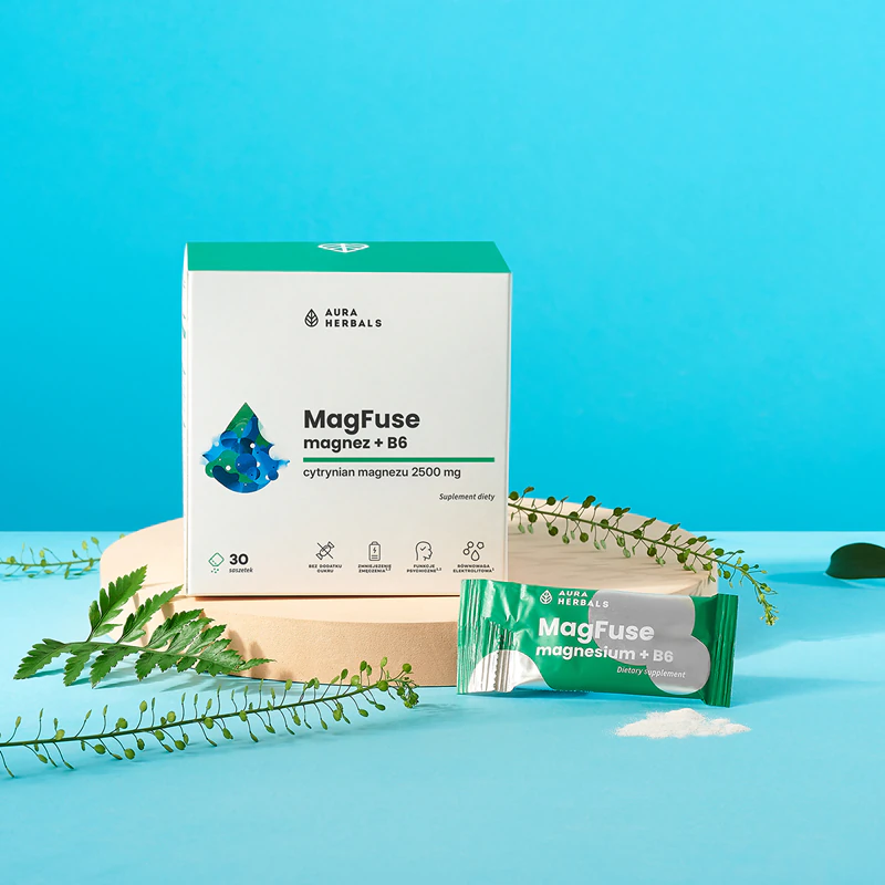 Výživový doplnok Aura Herbals MagFuse + B6 vo forme vrecúšok pre správne fungovanie nervového systému