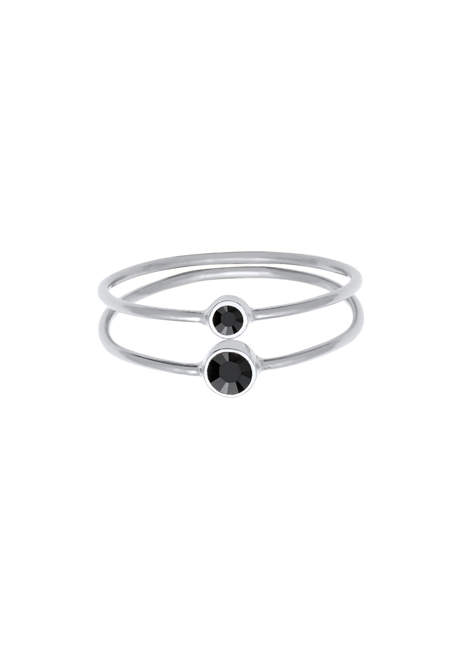 Elli Femmes Set Filigrane avec Cristaux Noir en Argent Sterling 925