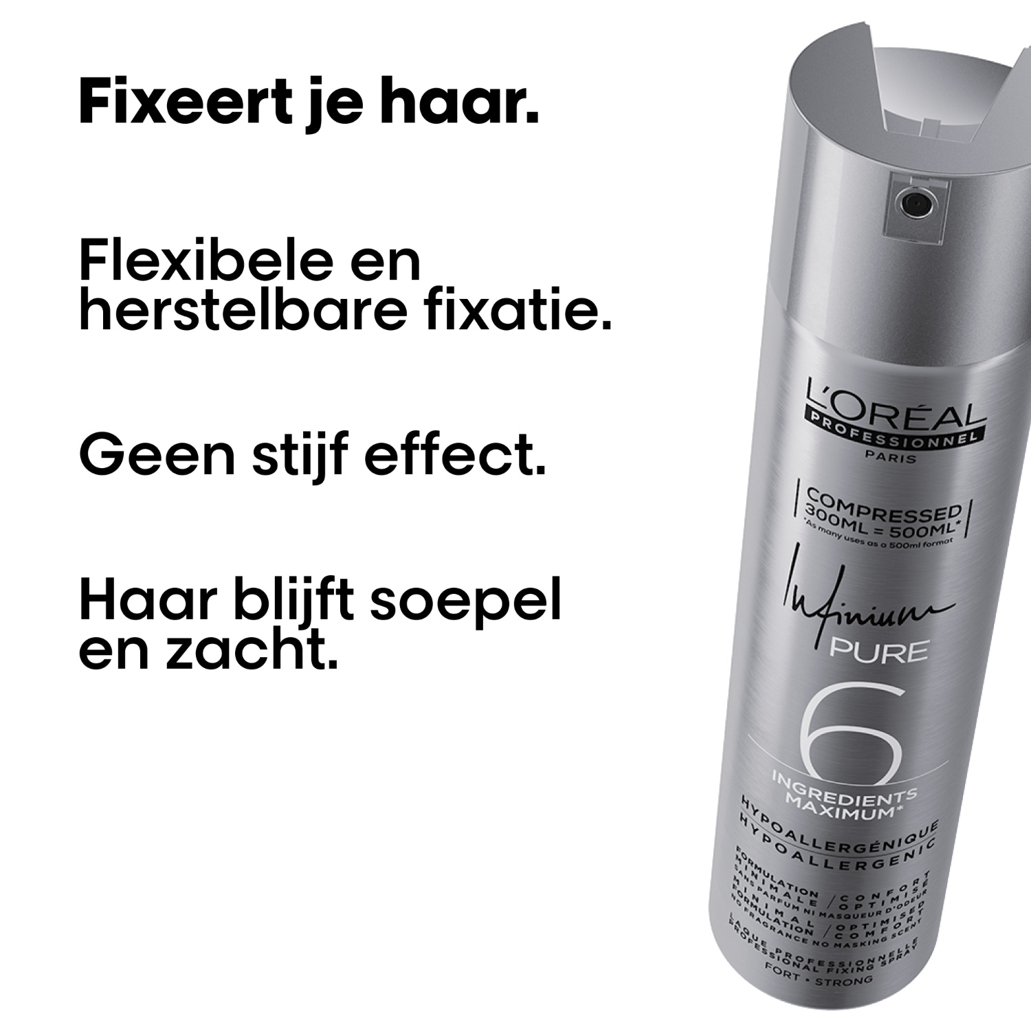 L'Oréal Professionnel plaukų lakas Infinium Pure Strong - 300 ml