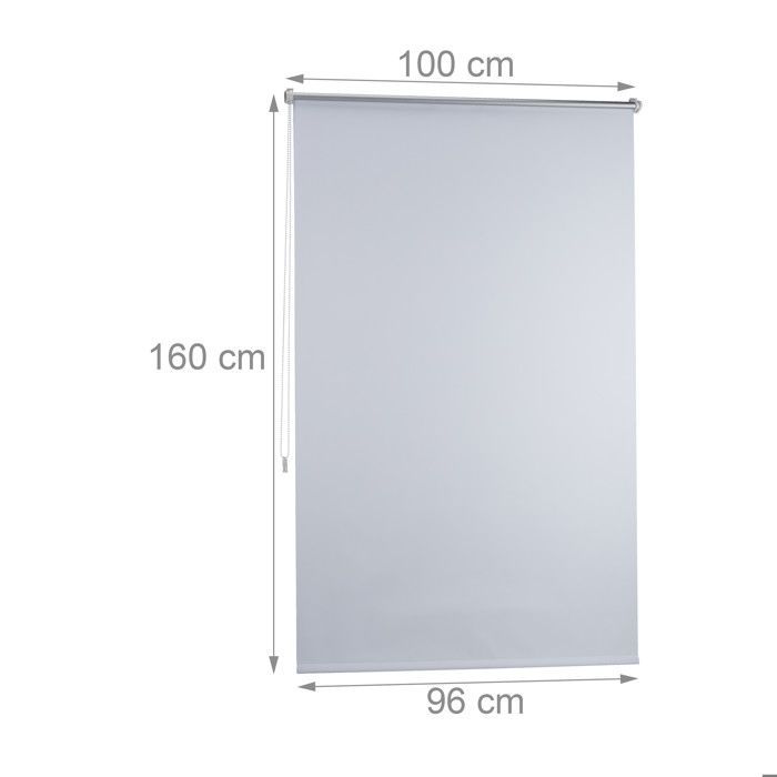 Store Enrouleur, lot de 4, Thermique, Chaînette latérale, Fixation sans perçage, 100x160, largeur tissu 96 cm, blanc