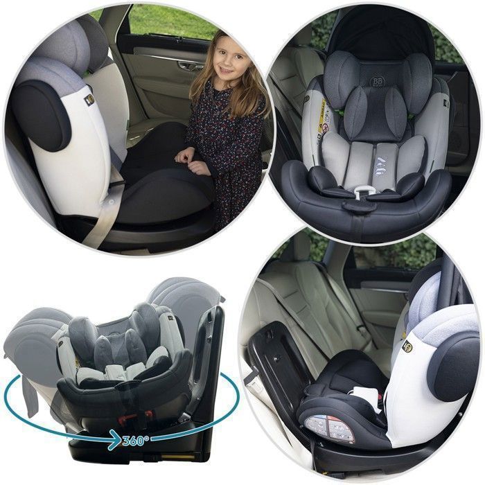 ZELI Siège-auto évolutif i-Size pivotant 360° enfants de 40 à 150 cm 0-36 kg Isofix Top Tether Gris sans canopy