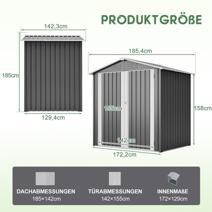 EVRYAE Metal Garden Shed with Ventilation and Lockable Door