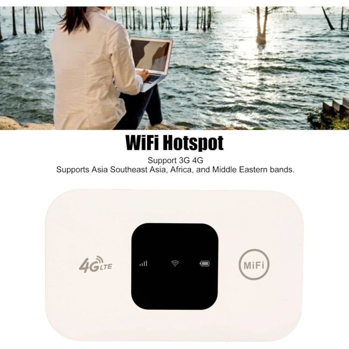Point d'accès WiFi mobile 4G - FEBEST - Connecte jusqu'à 10 appareils - Batterie 2100 mAh - Fente pour carte SIM