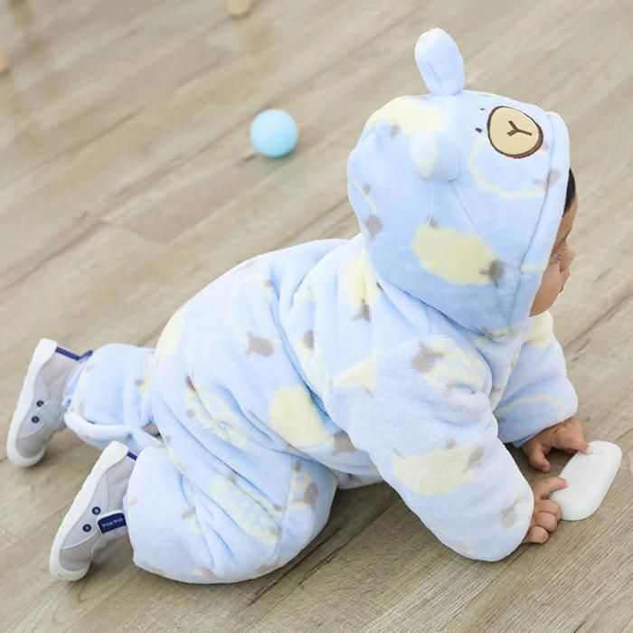 FUNMOON Baby Girl and Boy Pyjamas New Warm Winter Romper Newborn 3-12 Months - Blue