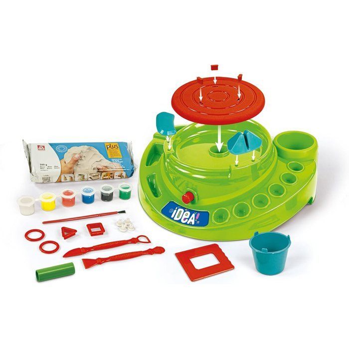 CLEMENTONI - Taller de cerámica - Torno eléctrico - Para mayores de 7 años - Kit completo con arcilla, pintura y moldes