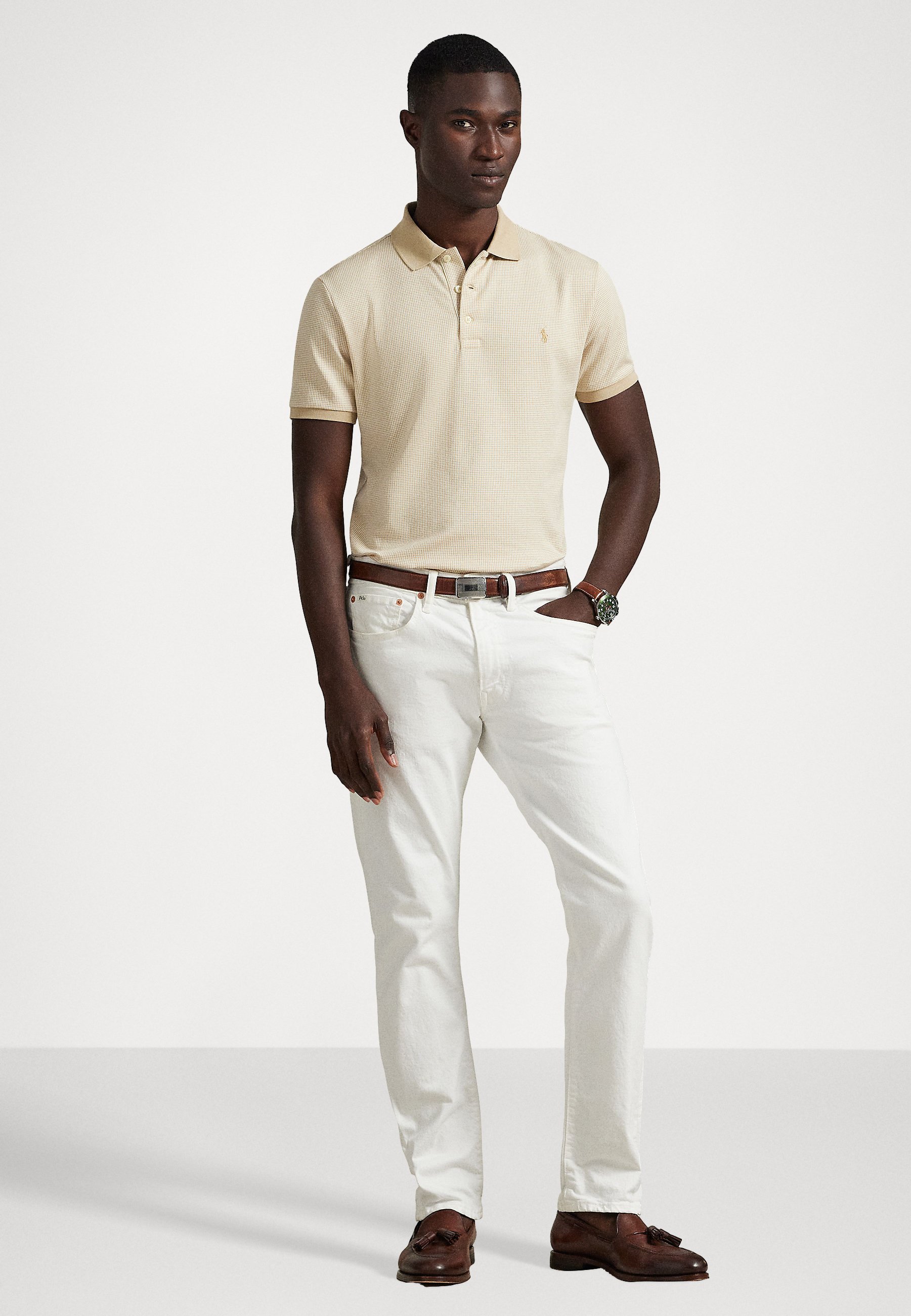 Polo Ralph Lauren CUSTOM SLIM FIT POLO SHOOTH - Polo shirt - sand dune/white