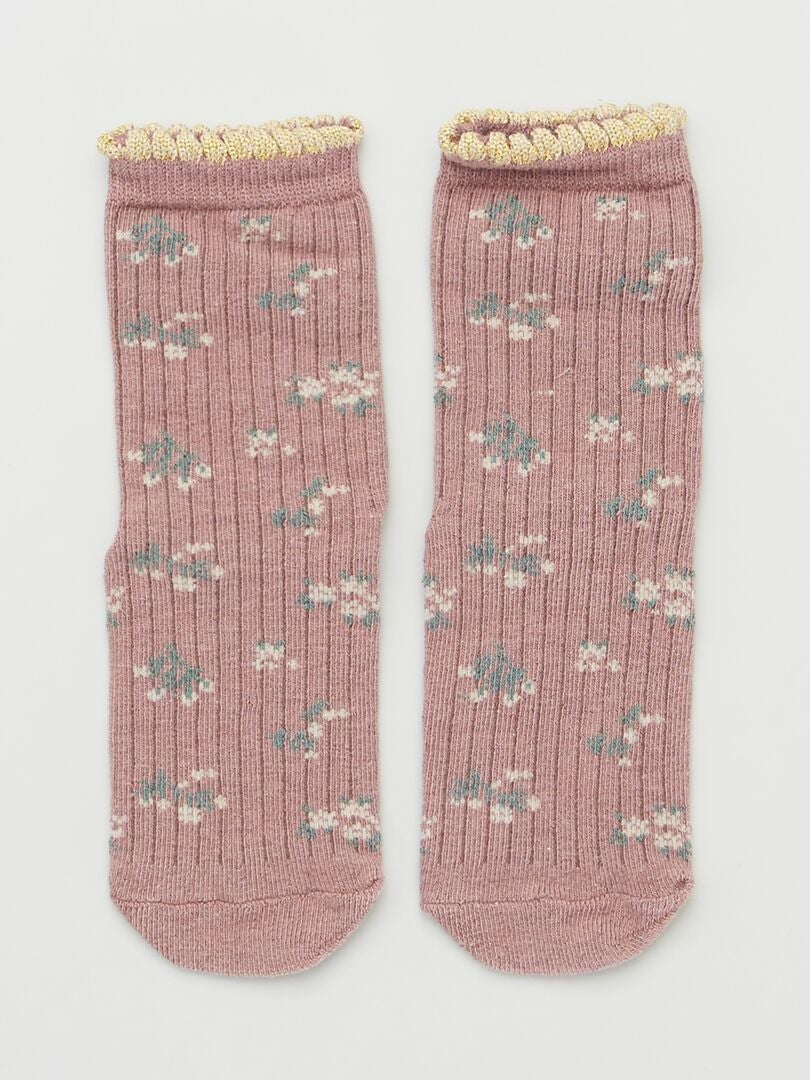 Juego de 5 pares de calcetines estampados - ROSA
