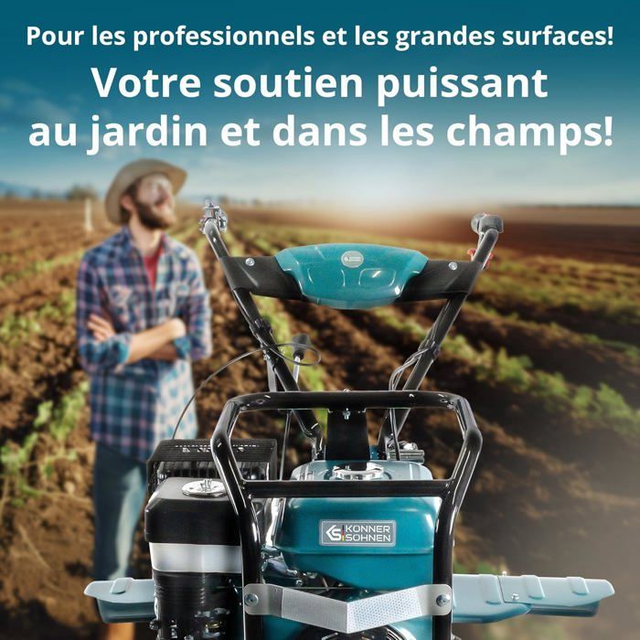 Motoculteur - TM Könner & Söhnen - KS 9HP-1350G-3 - Moteur 9 CV - Largeur de travail 134 cm - Profondeur 35 cm