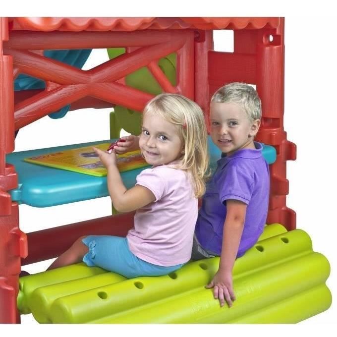 Aire de jeux La Maison des Bois - FEBER - toboggan et bac à sable en plastique anti-UV