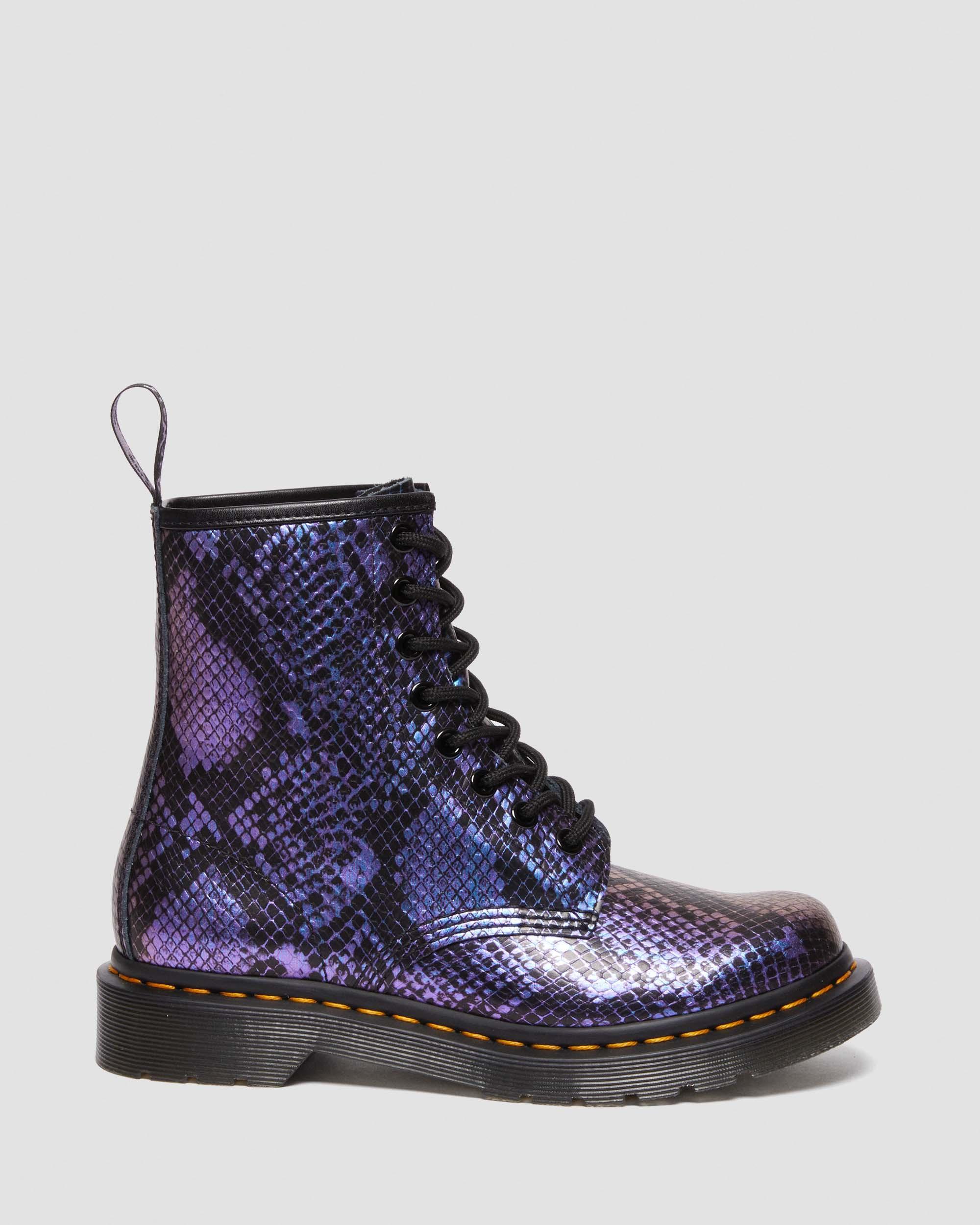 1460 Snake Print Emboss Leather Lace Up Boots