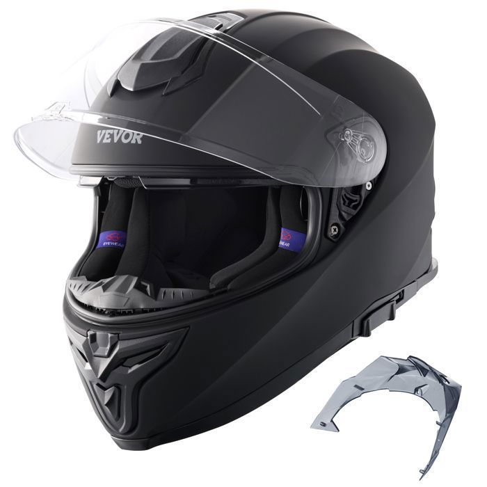 Casco integral de motocicleta VEVOR con ranura Bluetooth y lente intercambiable, cómodo casco de motocross homologado por DOT, talla L