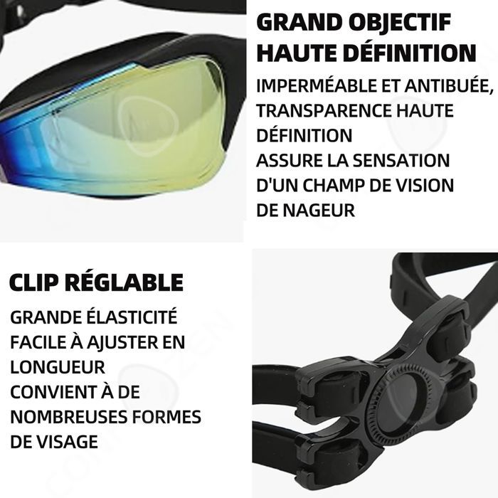 Schwimmbrille C 17x5cm Schwimmbrille für Erwachsene, UV-Schutz, HD-wasserdicht, polarisierte Gläser