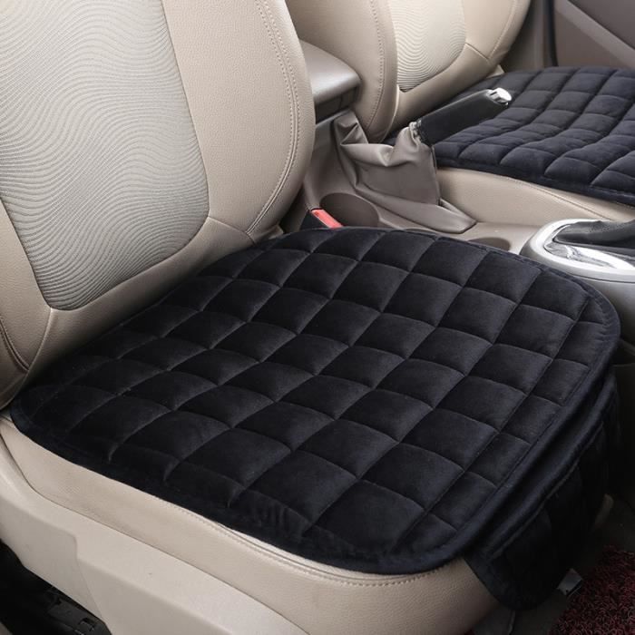 Funda de asiento de coche de invierno cálida, cojín de asiento antideslizante universal, funda de asiento para silla delantera, negra