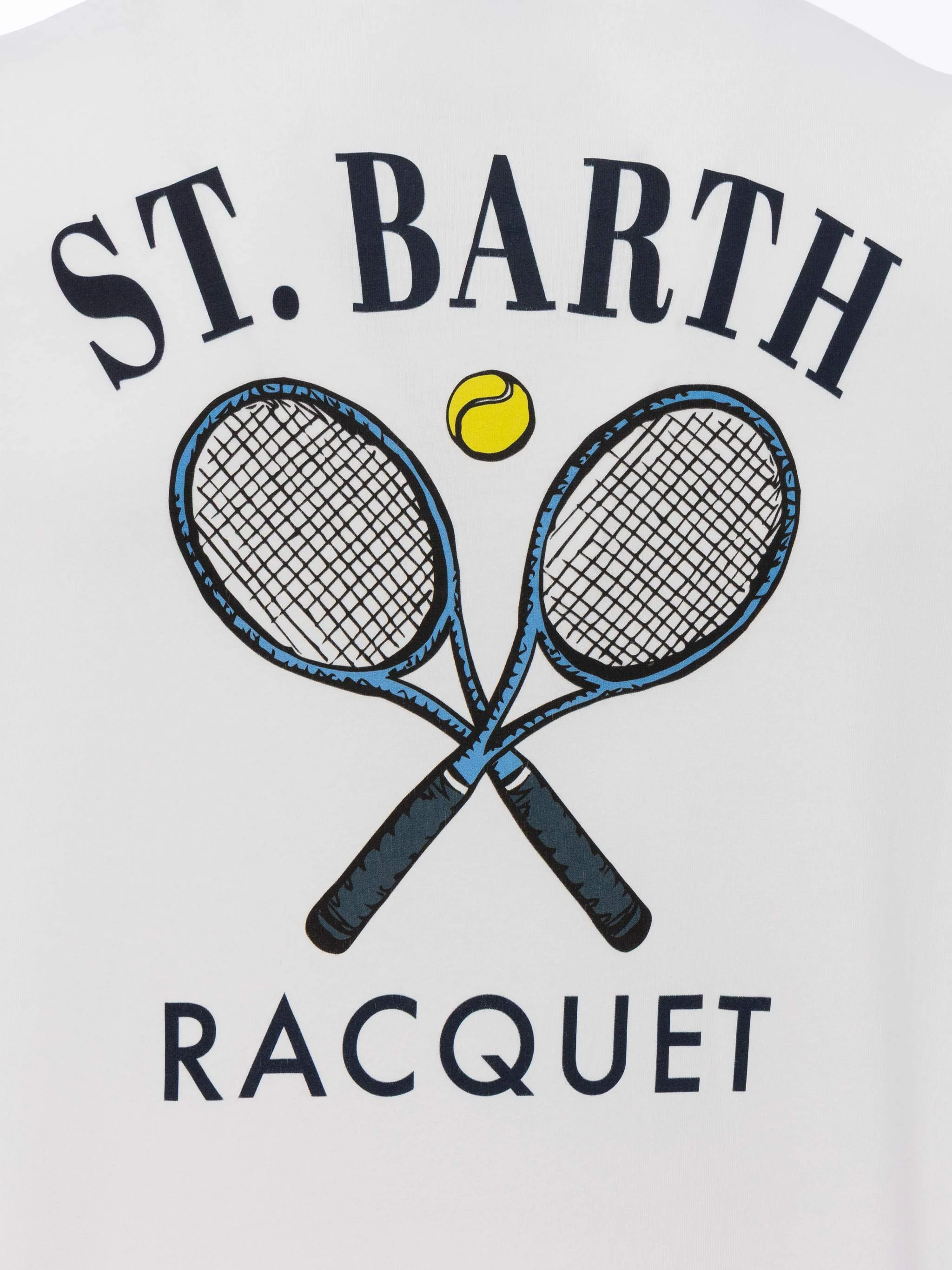 T-shirt voor heren van biologisch katoen met print van een Saint Barth tennisracket.