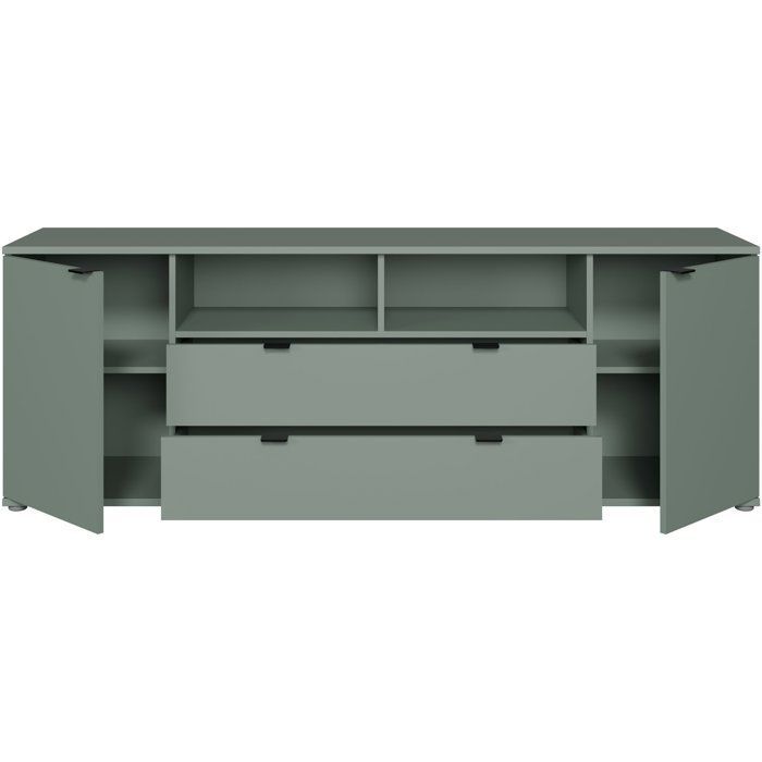 Mobile porta TV - GANYMEDE - Salvia - 2 ante, 2 cassetti, 2 ripiani - 179,8 x 41,3 x 63,1 cm